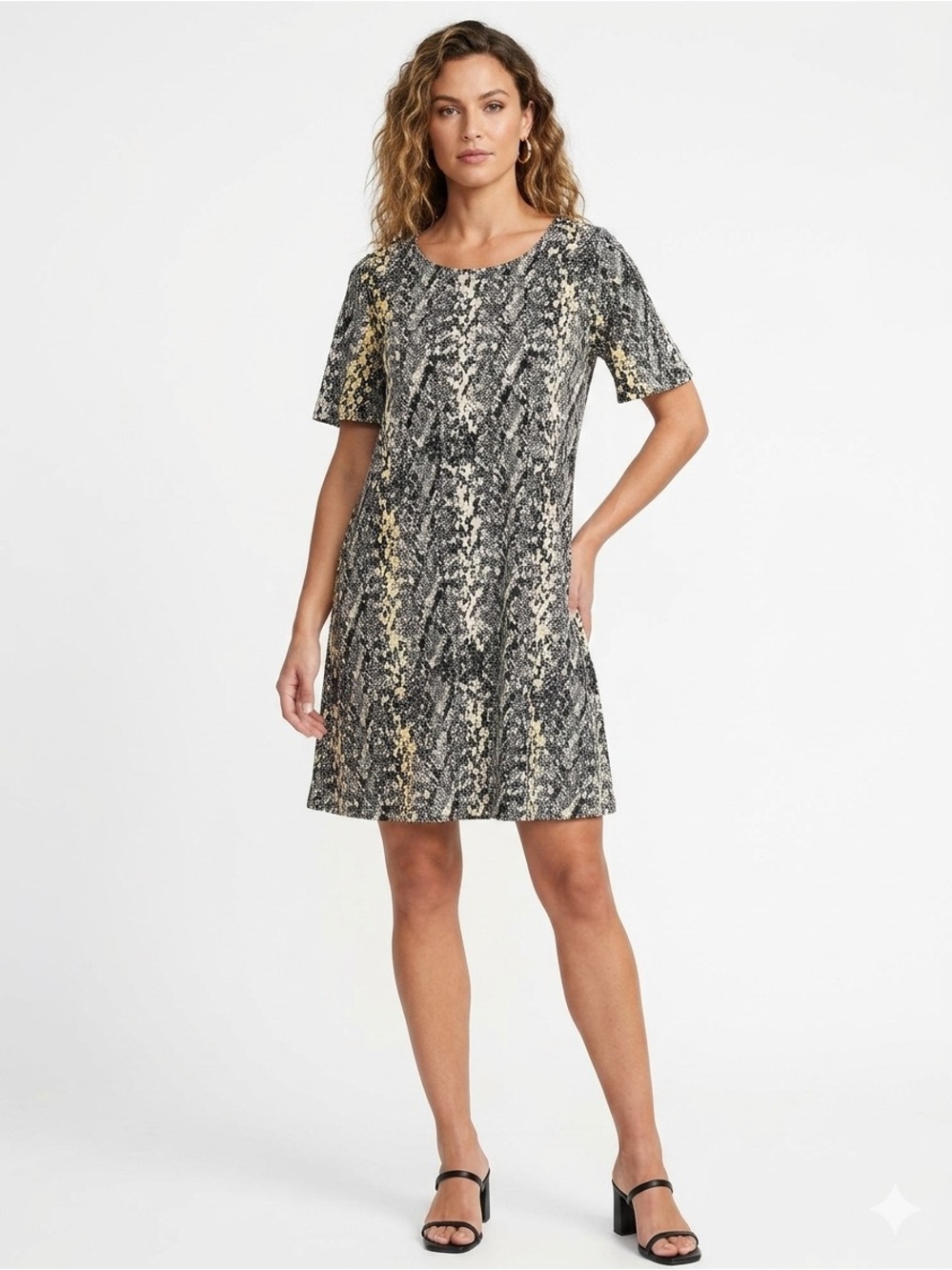 Alexandra + Oak NWOT Black and Ivory Snake Print Shift Dress
